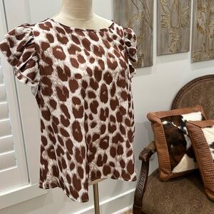 Emery Rose Brown Animal Print Women's Top